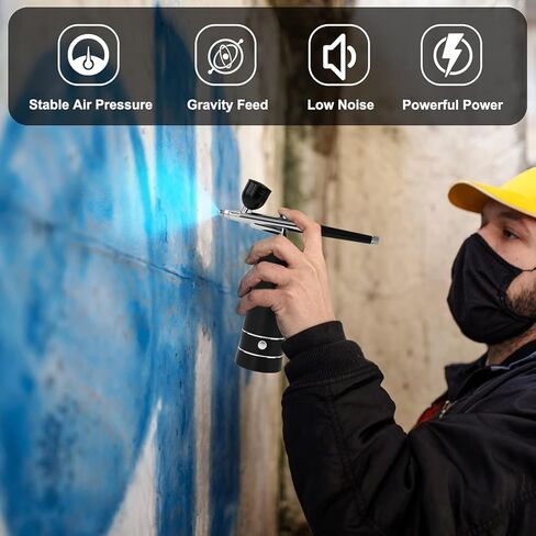 طقم فرش هوائية مع ضاغط البخاخة وفرشاة هوائية لاسلكية لحلاقة الأظافر وفنون الأظافر وتزيين الكيك والمكياج والرسم النموذجي (A-وردي) in Kuwait