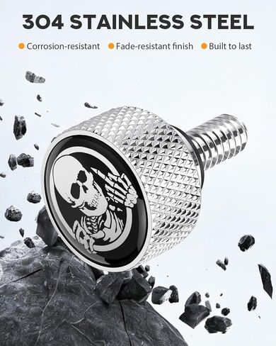 PBYMT Stainless Steel Seat Bolt Fender Rear Screw Skull Pattern 1/4"-20 Thread Compatible with Harley Davidson 1997-2025 Touring XG XL Dyna Softail Sportster CVO Fatbob Chrome in Saudi Arabia