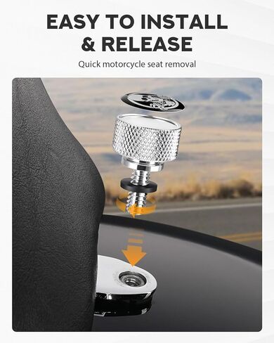PBYMT Stainless Steel Seat Bolt Fender Rear Screw Skull Pattern 1/4"-20 Thread Compatible with Harley Davidson 1997-2025 Touring XG XL Dyna Softail Sportster CVO Fatbob Chrome in Saudi Arabia