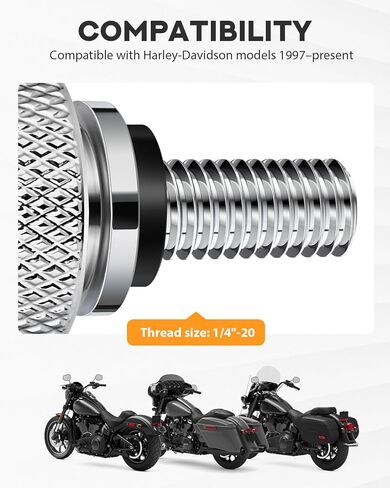 PBYMT Stainless Steel Seat Bolt Fender Rear Screw Skull Pattern 1/4"-20 Thread Compatible with Harley Davidson 1997-2025 Touring XG XL Dyna Softail Sportster CVO Fatbob Chrome in Saudi Arabia