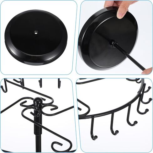2 Pack Rotating Jewelry Tree Stand, 14.38-Inch Metal Necklace Holder Organizer with 23 Hooks for Tangle-Free Display, Black in Saudi Arabia