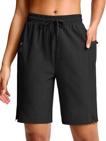 G Gradual Women's Hiking Shorts 2 Zipper Pockets Quick Dry Lightweigh 9" Bermuda Cargo Shorts Water Resistant Athletic Golf in Saudi Arabia
