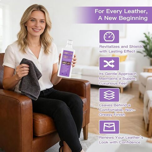 منظف ​​ومرطب الجلود - ينظف ويغذي ويعيد ويحافظ على الجلد، مصنوع لجميع العناصر الجلدية، بما في ذلك حقائب اليد والسترات والأحذية طويلة الرقبة والأثاث والأريكة والديكورات الداخلية للسيارات ومعدات الفروسية والمزيد in Kuwait