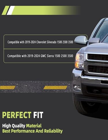 غطاء نصف مرآة علوي مزخرف باللون الأسود متوافق مع Chevy Silverado 1500/ GMC Sierra 1500 2019-2024 قطع غيار الملحقات تحل محل 84732427 84732426 يسار يمين زوج واحد in Kuwait