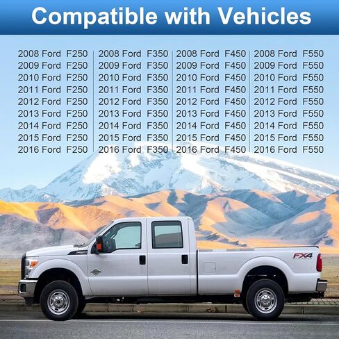 TOP-VIGOR متوافق مع Ford F250 F350 F450 F550 2008 2009 2010 2011 2012 2013 2014 2015 2016، قطعتان بديلتان لأغطية المرآة الكاملة - غطاء مرآة مطلي بالكروم للجانب الأيسر والأيمن in Saudi Arabia