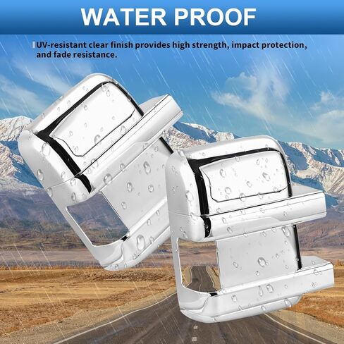 TOP-VIGOR متوافق مع Ford F250 F350 F450 F550 2008 2009 2010 2011 2012 2013 2014 2015 2016، قطعتان بديلتان لأغطية المرآة الكاملة - غطاء مرآة مطلي بالكروم للجانب الأيسر والأيمن in Saudi Arabia