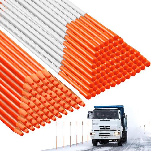 250 Pcs Snow Plow Markers 48 Inch Fiberglass Driveway Markers, 1/4 Inch Dia Reflective Snow Stakes with Reflective Tape for Plowing Visibility in Saudi Arabia