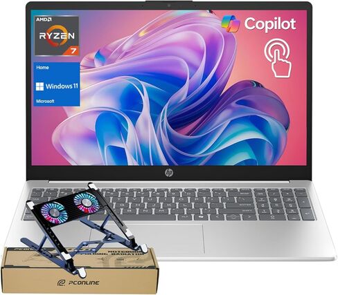 HP 2023 Newest 17 Laptop, 17.3" FHD Display (1920 x 1080), AMD Ryzen 7 7730U Processor (Beats i7-1260P), 64GB RAM, 2TB PCIe SSD, Backlit Keyboard, Wi-Fi 6, Webcam, HDMI, Windows 11 Home, Silver in Saudi Arabia