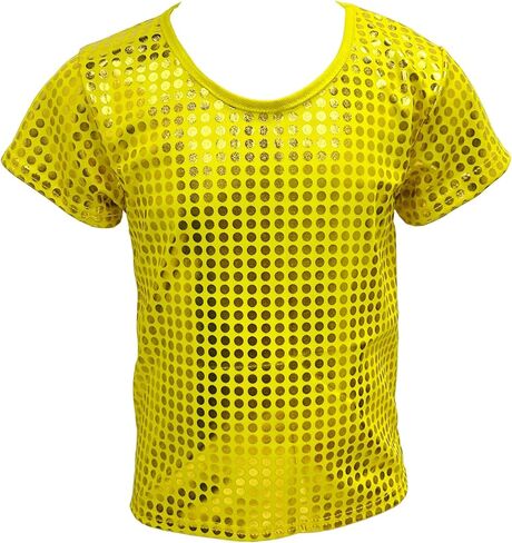 Kids Girls Boys Shiny T-Shirt Short Sleeves Hip Hop Jazz Dance Performance Festival Party Loose Top Shirt Blouse in Saudi Arabia