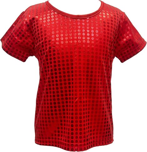 Kids Girls Boys Shiny T-Shirt Short Sleeves Hip Hop Jazz Dance Performance Festival Party Loose Top Shirt Blouse in Saudi Arabia