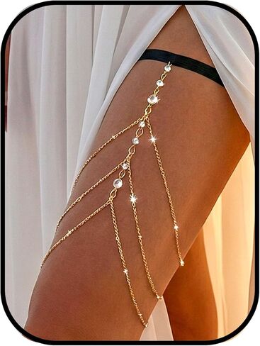Boho Thigh Chain with Pearl, Gold Elegant Layered Chains Beach Bikini Body Jewelry for Women, Fashion Leg Accessory with Beaded Design in Saudi Arabia