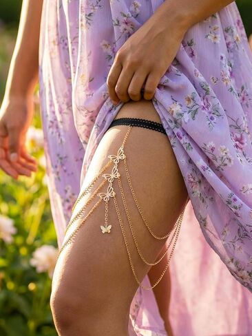Boho Thigh Chain with Pearl, Gold Elegant Layered Chains Beach Bikini Body Jewelry for Women, Fashion Leg Accessory with Beaded Design in Saudi Arabia