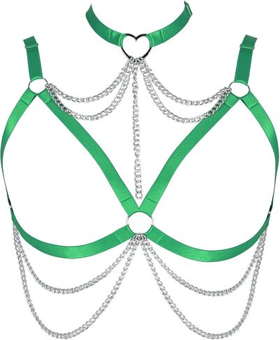 Women's Body Harness Bra Plus Size Hollow Punk Metal Chain Bra Gothic Carnival Christmas Halloween Party Dance Costume in Saudi Arabia