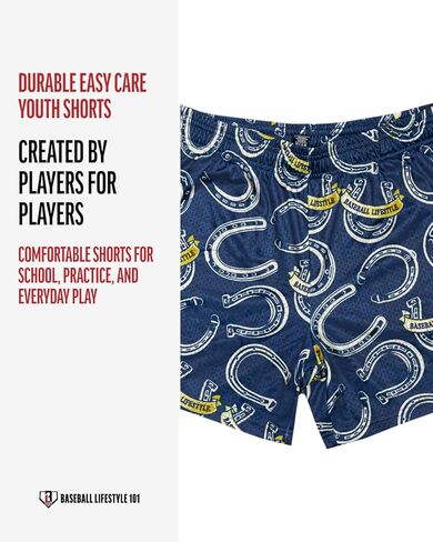 Baseball Lifestyle 101 Boy's Wild West Windup Mesh Shorts with Side Pockets and Elastic Waist, 5 in Inseam S-XL Sizes in Kuwait