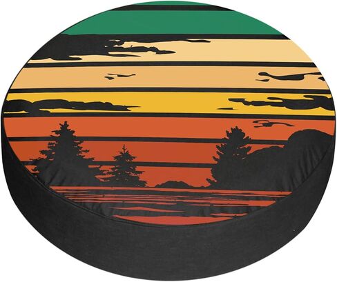 أغطية الإطارات الاحتياطية للمقطورات إطارات غابة غروب الشمس الرجعية للسيارات مقاومة للطقس والغبار عالمية لمقطورة سيارات الدفع الرباعي ومخيم السفر 12 بوصة 13 بوصة 14 بوصة 15 بوصة 16 بوصة 17 بوصة in Kuwait