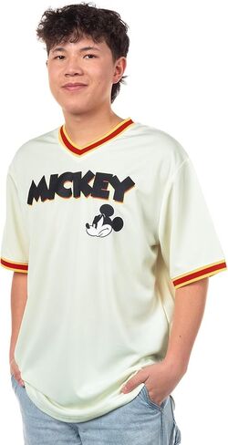 Disney Mens Mickey Mouse Baseball Jersey - Mens Classic Mickey Mouse Pullover Baseball Jersey Mickey Mouse Fashion Shirt in Saudi Arabia