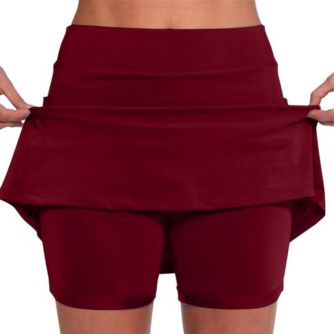 Skorts for Women with Pockets Casual Summer Cute Stretch Tummy Control High Waisted Skirts with Shorts Underneath in Kuwait