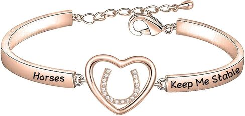 FEELMEM Horse Snaffle Bit Plated Cubic Zirconia Crystal Easy Hook Clasp Charm Bracelet Equestrian Jewelry Good Luck Gift in Kuwait