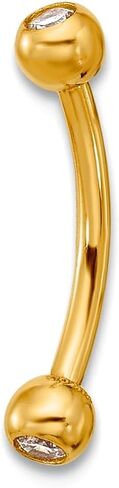 3mm 14k Solid Yellow Gold 16 Gauge Cubic Zirconia Eyebrow Jewelry Body Piercing Stud for Women in Saudi Arabia