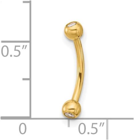 3mm 14k Solid Yellow Gold 16 Gauge Cubic Zirconia Eyebrow Jewelry Body Piercing Stud for Women in Saudi Arabia