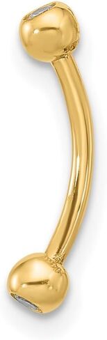 3mm 14k Solid Yellow Gold 16 Gauge Cubic Zirconia Eyebrow Jewelry Body Piercing Stud for Women in Saudi Arabia
