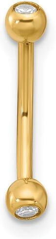 3mm 14k Solid Yellow Gold 16 Gauge Cubic Zirconia Eyebrow Jewelry Body Piercing Stud for Women in Saudi Arabia