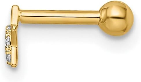 JewelryWeb 14k الذهب مكعب زركونيا نجمة Labret مسمار 10.54x5.14mm مسمار ثقب الجسم واسعة للنساء in Saudi Arabia