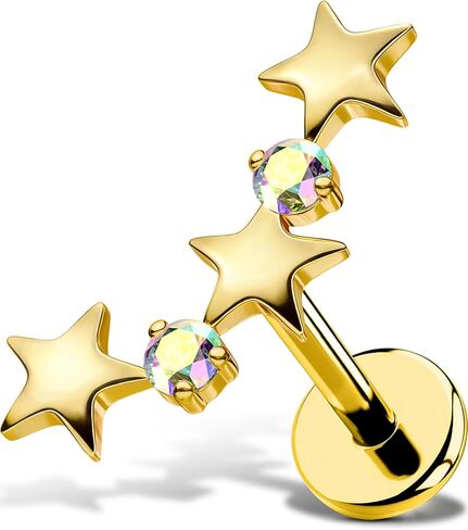 Star Helix Piercing Jewelry 18G Helix Earrings for Women 318L Stainless Steel Internally Thread Conch Helix Stud Flat Back Cartilage Earring for Women in Saudi Arabia