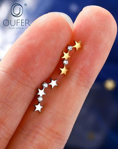 Star Helix Piercing Jewelry 18G Helix Earrings for Women 318L Stainless Steel Internally Thread Conch Helix Stud Flat Back Cartilage Earring for Women in Saudi Arabia