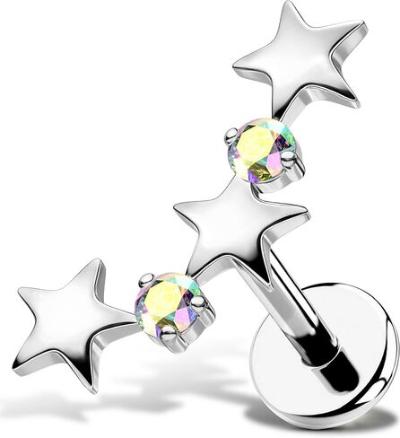 Star Helix Piercing Jewelry 18G Helix Earrings for Women 318L Stainless Steel Internally Thread Conch Helix Stud Flat Back Cartilage Earring for Women in Saudi Arabia
