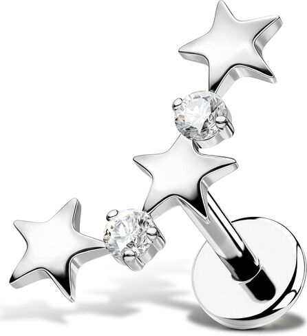 Star Helix Piercing Jewelry 18G Helix Earrings for Women 318L Stainless Steel Internally Thread Conch Helix Stud Flat Back Cartilage Earring for Women in Saudi Arabia