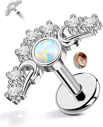CM Crareesi Mania Moon Phase Helix أقراط 316L الجراحية الصلب الغضروف محارة ثقب المجوهرات 16G مترابطة داخليًا أقراط خلفية مسطحة لمسمار Labret in Saudi Arabia