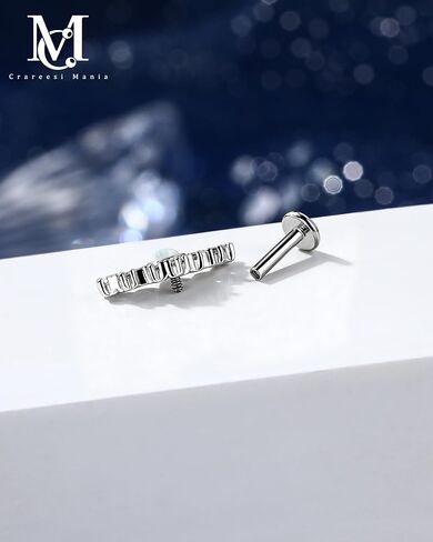 CM Crareesi Mania Moon Phase Helix أقراط 316L الجراحية الصلب الغضروف محارة ثقب المجوهرات 16G مترابطة داخليًا أقراط خلفية مسطحة لمسمار Labret in Saudi Arabia