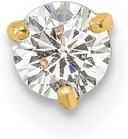 JewelryWeb 14k Gold Round Cubic Zirconia Labret Stud 13.09x4.24mm Wide Body Piercing Stud for Women in Saudi Arabia