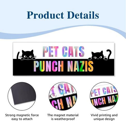 Pet Cats Funny Car Magnet Sticker, Waterproof Bumper Magnets for Cats Lover, Cute Equal Rights Bumper Sticker for Cars, Cat Car Accessories, Driving Gifts for Pet Owner New Driver Friend in Saudi Arabia