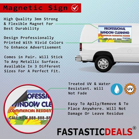 Fastasticdeals تقوم الآن بتعيين علامات مغناطيسية لباب السيارة باللون الأبيض والأزرق مقاس 18 × 12 بوصة، مجموعة من 2 in Kuwait