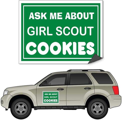 VictoryStore Car Door Magnet: Ask Me About Girl Scout Cookies Car Door Magnets - Set of 2 - Color 18 inches x 24 inches in Saudi Arabia