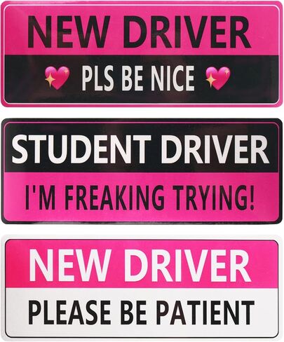 3PCS Student Driver Magnet for Car with Reflective Design,Funny Student Driver Sticker Magnet for Car to Alert Other Drivers,Reusable New Drivers Sticker Magnets for Cars (New Driver 2) in Saudi Arabia