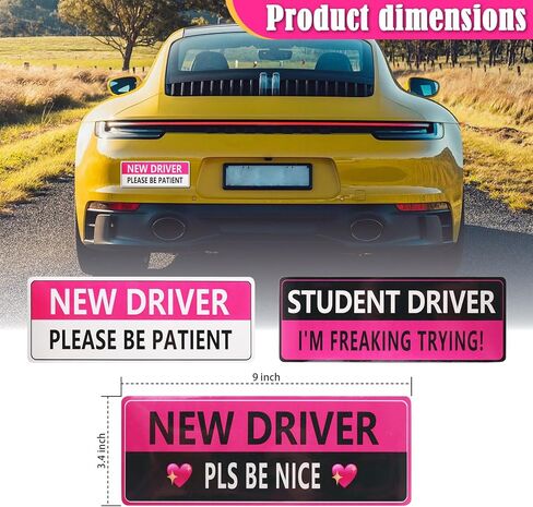 3PCS Student Driver Magnet for Car with Reflective Design,Funny Student Driver Sticker Magnet for Car to Alert Other Drivers,Reusable New Drivers Sticker Magnets for Cars (New Driver 2) in Saudi Arabia