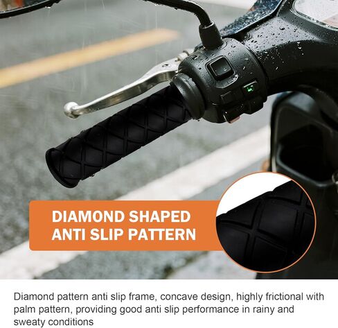 WZP 2PCS Motorcycle Hand Grips, Non-Slip Rubber Motorbike Thruster Grip, Soft Comfortable Handlebar Grips for 7/8" 22mm/24mm Handles, Universal for Motocross Scooter Dirt Bike ATV (Black) in Saudi Arabia