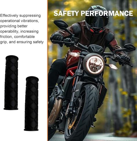 WZP 2PCS Motorcycle Hand Grips, Non-Slip Rubber Motorbike Thruster Grip, Soft Comfortable Handlebar Grips for 7/8" 22mm/24mm Handles, Universal for Motocross Scooter Dirt Bike ATV (Black) in Saudi Arabia