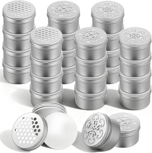 MAQUITA 27 Pcs 4 Ounce Aluminium Tins, 3 Styles Aluminium Tins with Hollow Lid, 2.8" x 1.6" Refillable Spice Containers for Aromatherapy Air Freshener Candles Travel Storage in Saudi Arabia