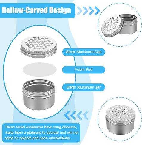 MAQUITA 27 Pcs 4 Ounce Aluminium Tins, 3 Styles Aluminium Tins with Hollow Lid, 2.8" x 1.6" Refillable Spice Containers for Aromatherapy Air Freshener Candles Travel Storage in Saudi Arabia