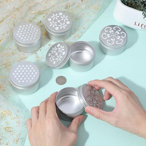 MAQUITA 27 Pcs 4 Ounce Aluminium Tins, 3 Styles Aluminium Tins with Hollow Lid, 2.8" x 1.6" Refillable Spice Containers for Aromatherapy Air Freshener Candles Travel Storage in Saudi Arabia