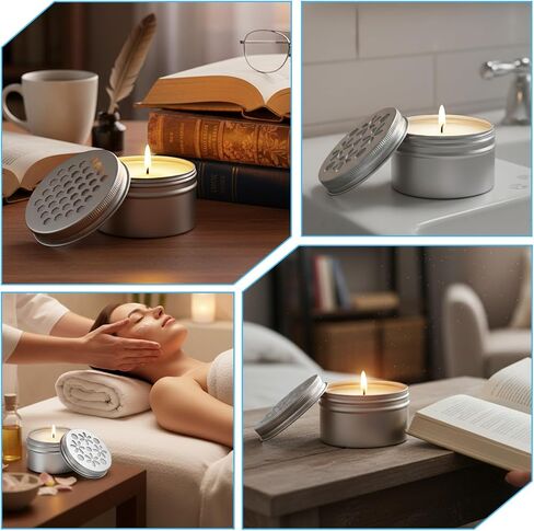 MAQUITA 27 Pcs 4 Ounce Aluminium Tins, 3 Styles Aluminium Tins with Hollow Lid, 2.8" x 1.6" Refillable Spice Containers for Aromatherapy Air Freshener Candles Travel Storage in Saudi Arabia