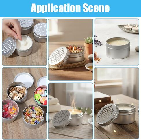 MAQUITA 27 Pcs 4 Ounce Aluminium Tins, 3 Styles Aluminium Tins with Hollow Lid, 2.8" x 1.6" Refillable Spice Containers for Aromatherapy Air Freshener Candles Travel Storage in Saudi Arabia