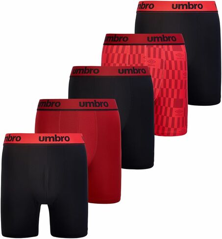 Umbro Performance Boxer Briefs for Men Pack of 6 - Breathable Comfortable Mens Boxer Briefs, Moisture Wicking Mens Underwear (US, Alpha, Small, Regular, Regular, Black/Royal/Vermillion) in Saudi Arabia
