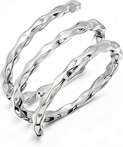 Silver Adjustable Spiral Stackable Rings, Wire Wrap Coil Ring, Twisted Flexible Thumb Open Rings for Women in Saudi Arabia