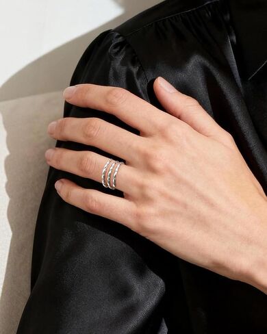 Silver Adjustable Spiral Stackable Rings, Wire Wrap Coil Ring, Twisted Flexible Thumb Open Rings for Women in Saudi Arabia