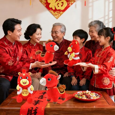 2026 Year of The Horse Plush Toy Set of Zodiac Horse Plushies, 9.8in Chinese New Year Decorations, Lucky Mascot Dolls for Home Office Tabletop Spring Festival Gifts – 2PCS (Good Luck) in Saudi Arabia